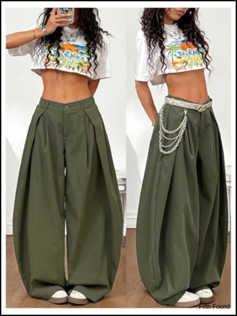 Baggy Barrel Pant Low Rise Pleated Cargo Oversized Wide Leg Business Casual